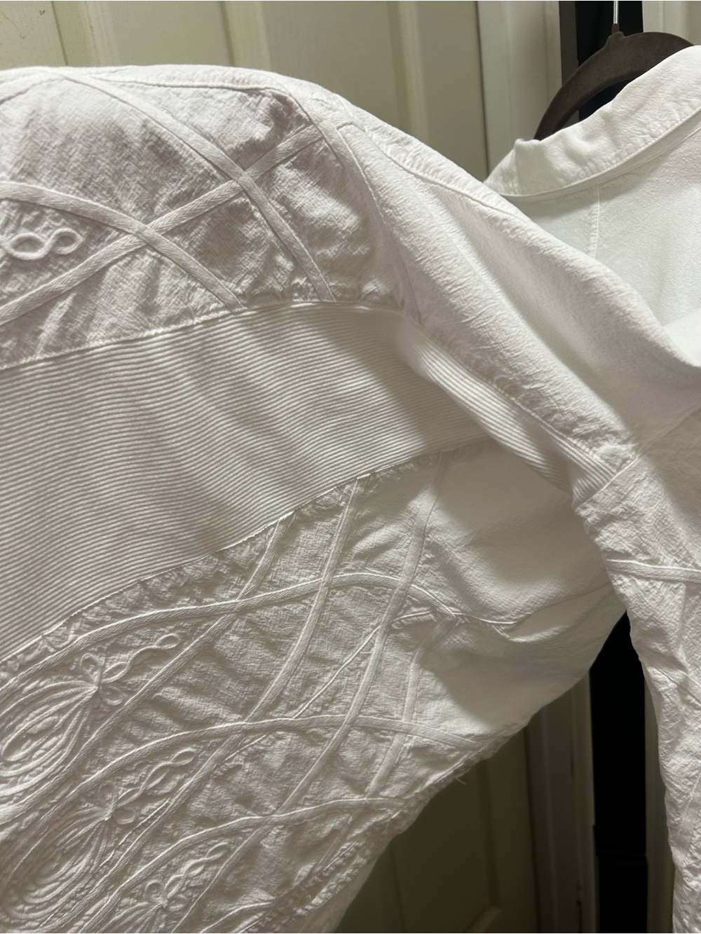 Soft Surroundings White Embroidered V-Neck Button Front Top - Picture 4 of 9